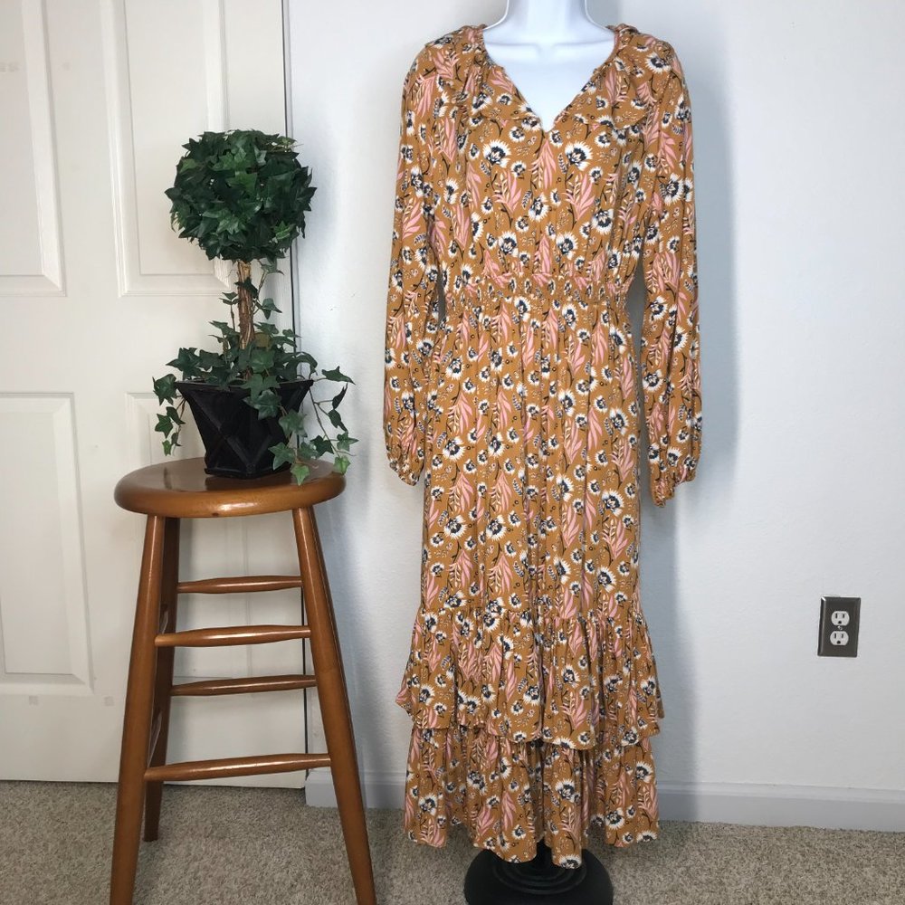 Universal Thread L/S Dress | Brown Floral | X-Small - Picture 2 of 12